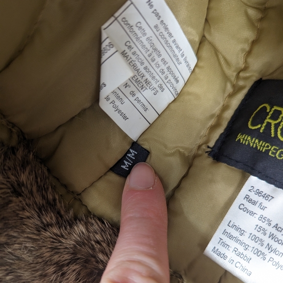 Crown Cap Fur Winter Trapper Hat 100% Rabbit Fur Wool Buffalo Check Size Medium - Picture 8 of 8